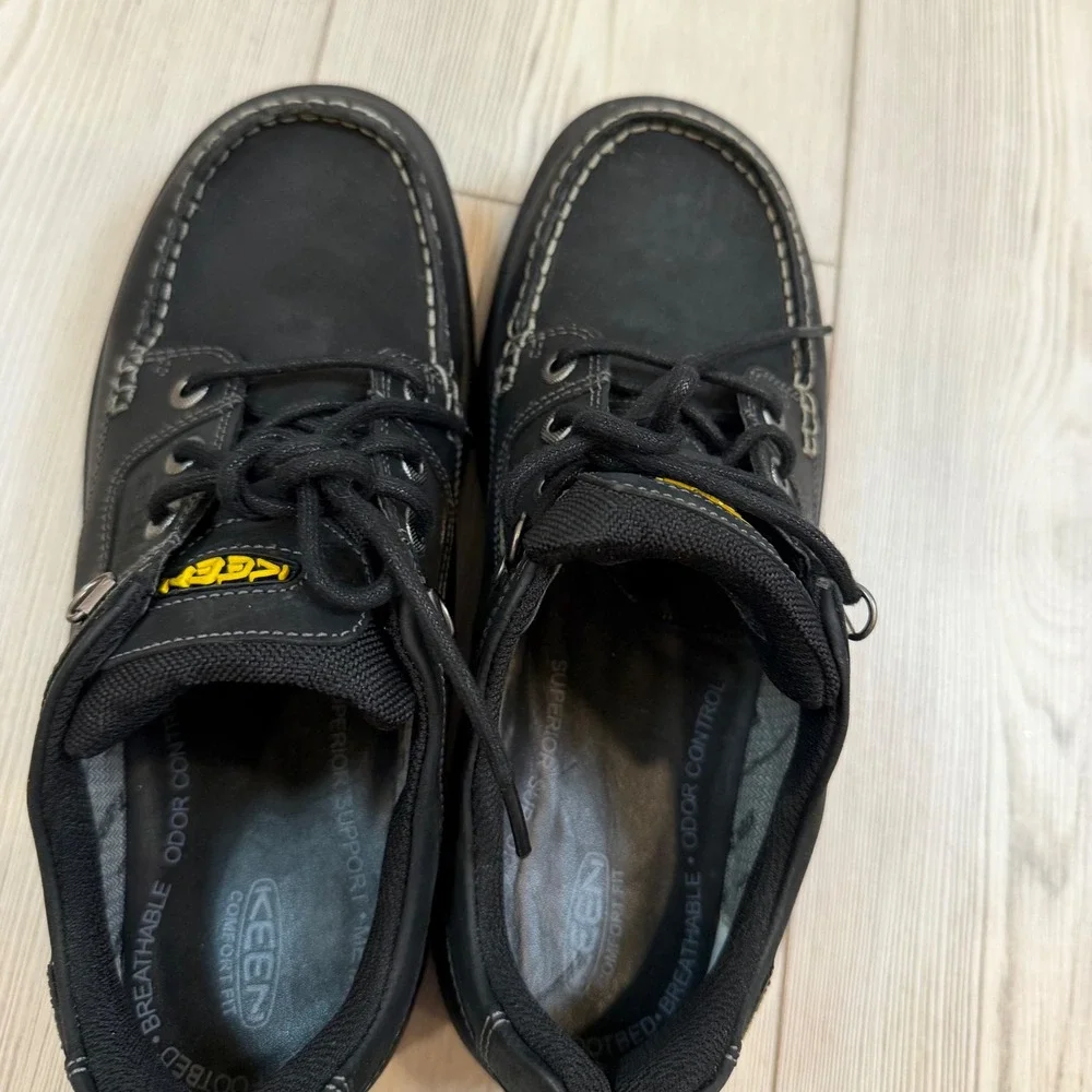 NEW Keen Nopo Lace Mens 8 Black Leather Waterproof Hiking Shoes 13025-BLCK